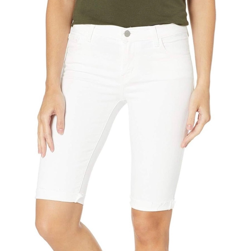 J Brand White Cuffed Bermuda Shorts
